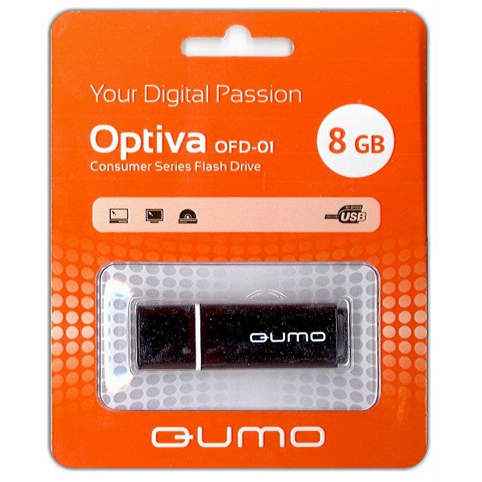 Флешка Qumo Optiva 01 8 Гб usb 2.0 Flash Drive - чёрная