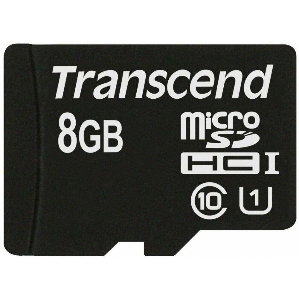 Карта памяти 8Gb MicroSD Transcend + SD адаптер (TS8GUSDU1)