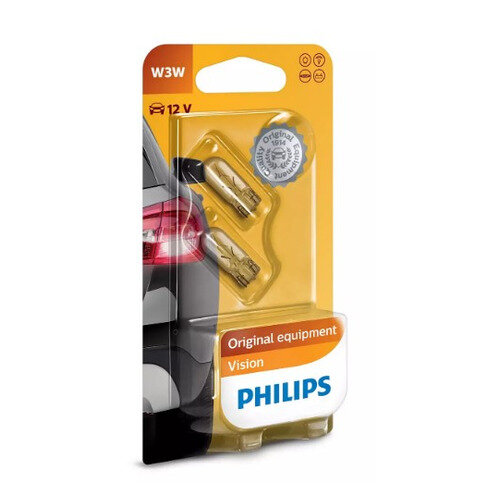 Лампа автомобильная накаливания Philips 12256B2, W3W, 12В, 3Вт, 2шт