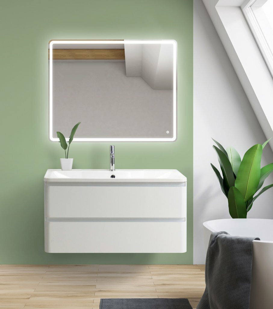 BelBagno ALBANO База под раковину подвесная с двумя выкатными ящиками, Bianco Lucido, 900x450x500, ALBANO-900-2C-SO-BL