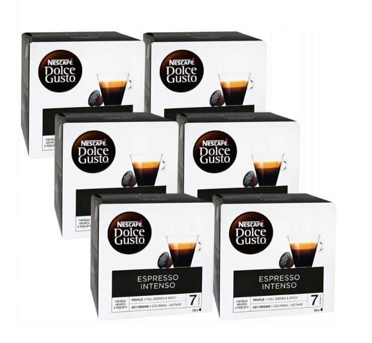 Капсулы для кофемашин Nescafe Dolce Gusto Espresso Intenso 6х16 / Нескафе Дольче Густо Эспрессо 96 шт - фотография № 1