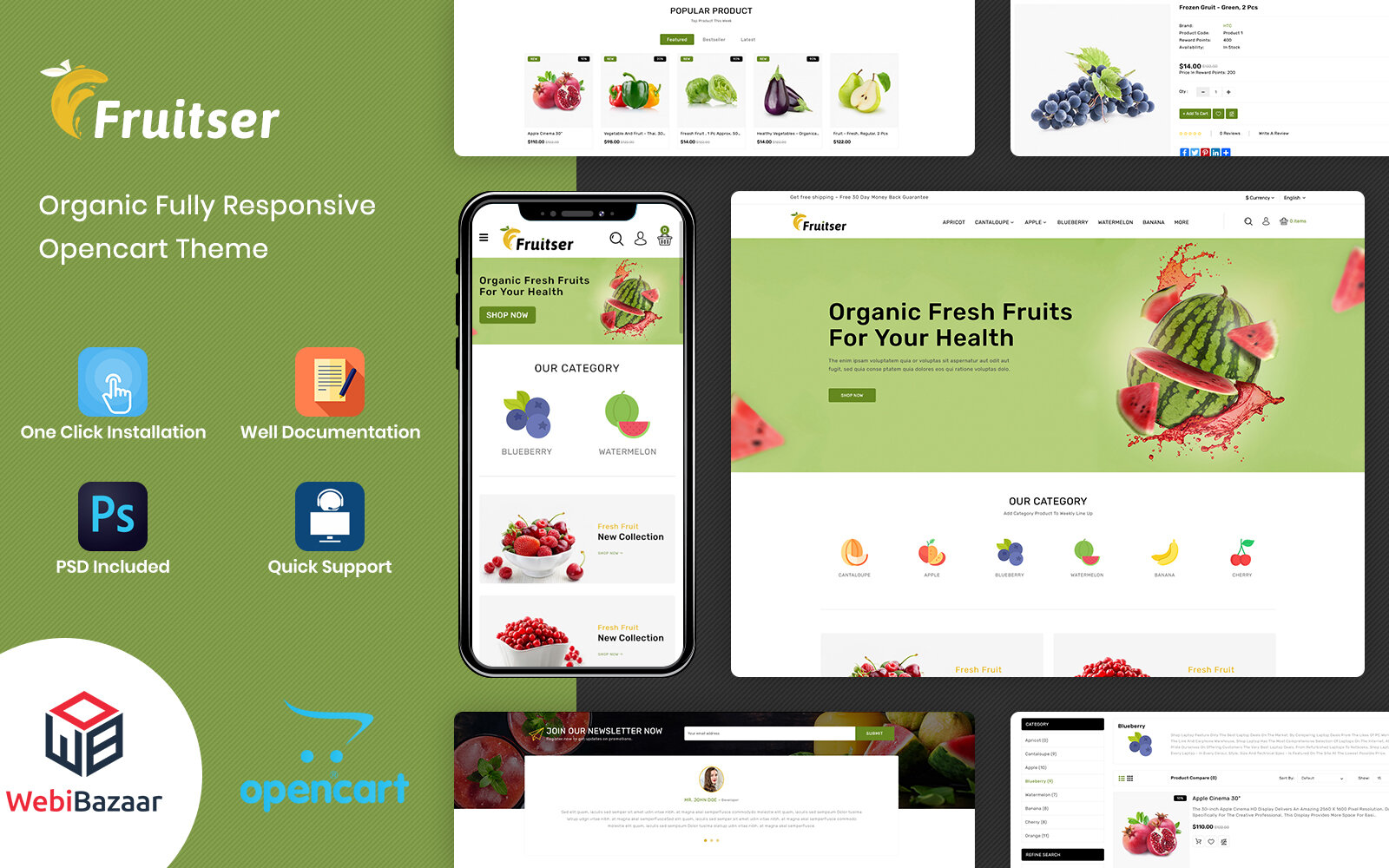 Шаблон OpenCart Fruitser - Grocery Store