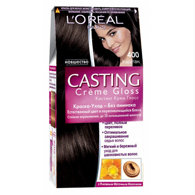 Loreal Краска-уход для волос без аммиака Casting Creme Gloss 400 Каштан, 1 шт
