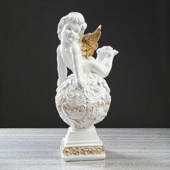 Premium Gips Статуэтка "Ангел на шаре", бело-золотой, 50 см