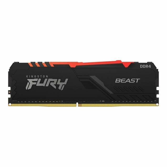 8GB Kingston DDR4 3733 DIMM FURY Beast Black RGB Gaming Memory KF437C19BBA/8 Non-ECC, CL19, 1.35V, 1Gx8, RTL (319002)