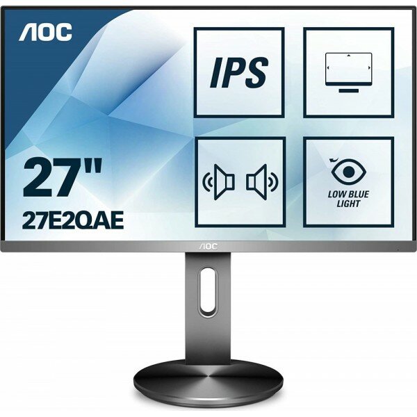 Монитор 27 AOC 27E2QAE Black (IPS, 1920x1080, 75Hz, 4 ms, 178/178, 250 cd/m, 20M:1, +HDMI, +DisplayPort 1.2, +MM)