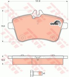 Колодки тормозные передние дисковые Mercedes A-Class/B-Class 04>12 TRW GDB1628