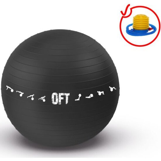 Мяч гимнастический ORIGINAL FIT.TOOLS 75 см, для коммерческого использования, черный