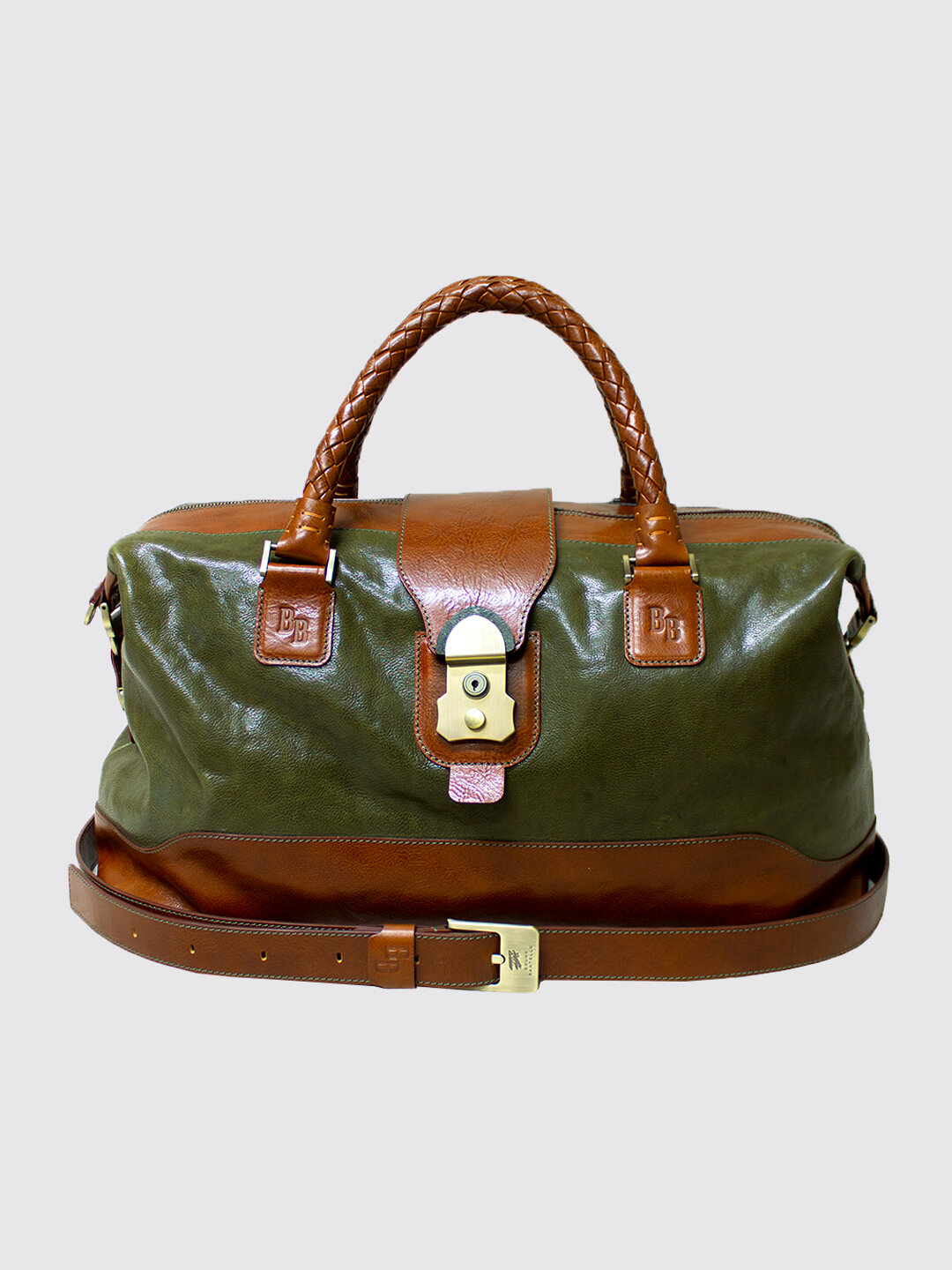 Дорожная сумка кожаная D-0014 Bruno Bartello, зеленый - фотография № 1