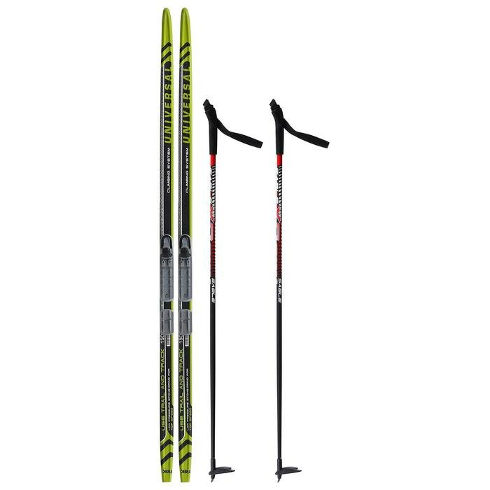 Бренд ЦСТ Комплект лыжный: пластиковые лыжи 150 см с насечкой, стеклопластиковые палки 110 см, крепления NNN «бренд ЦСТ Step», цвета микс