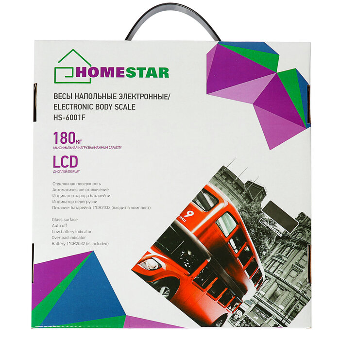 HomeStar Весы напольные HOMESTAR HS-6001F, электронные, до 180 кг, 1хCR2032, стекло, "Лондон" - фотография № 6