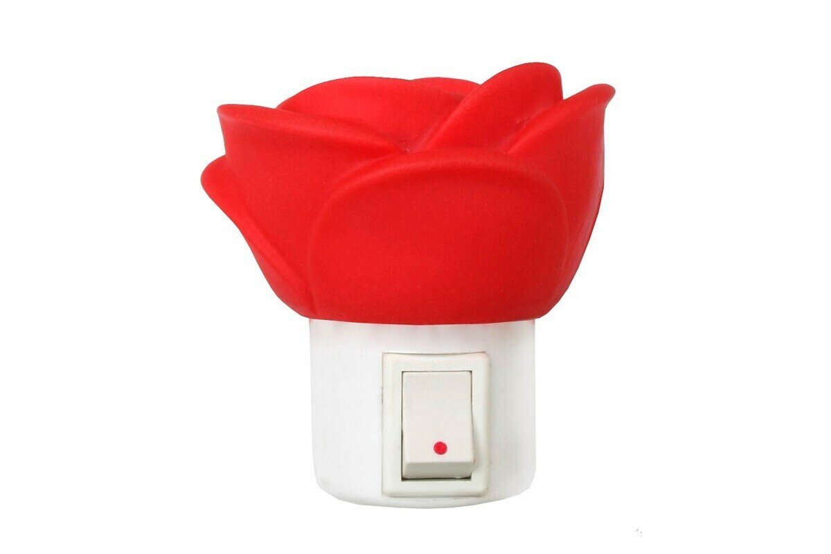 Светильник-ночник Роза 5 LED 6*6*5,5см, с выключателем, резина+пластик, красный - фотография № 1