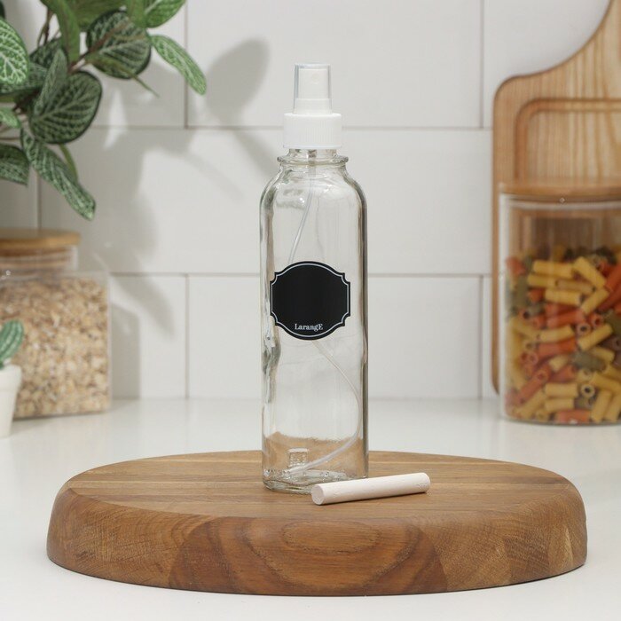 LARANGE Бутылка с распылителем для масла и соусов «Меловой дизайн», стеклянная, 330 мл, с мелком для маркировки - фотография № 1