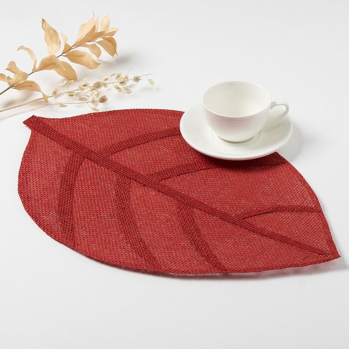 фото Салфетка сервировочная Доляна "Листочки", цв.красный, 30*45 см