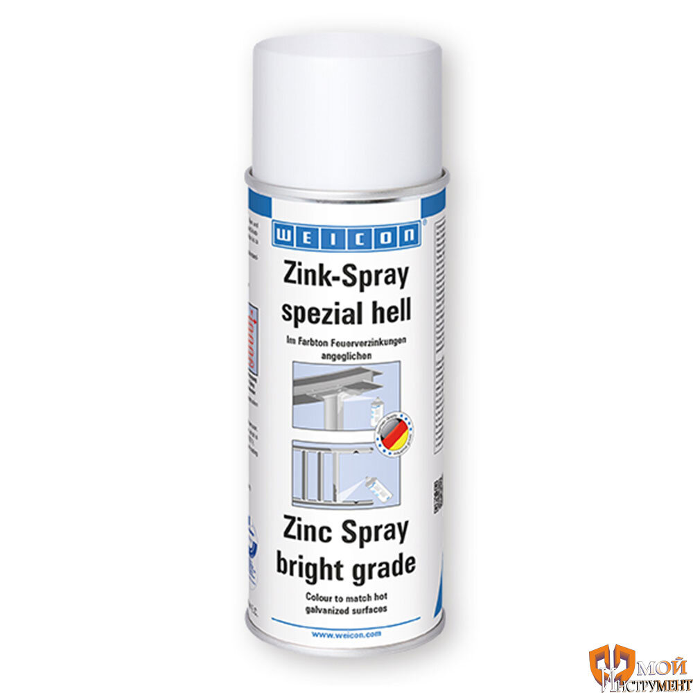 Клеи, смазки, герметики WEICON Zinc Spray* "bright grade" (400мл) Цинк-спрей "яркий сорт", защита от коррозии