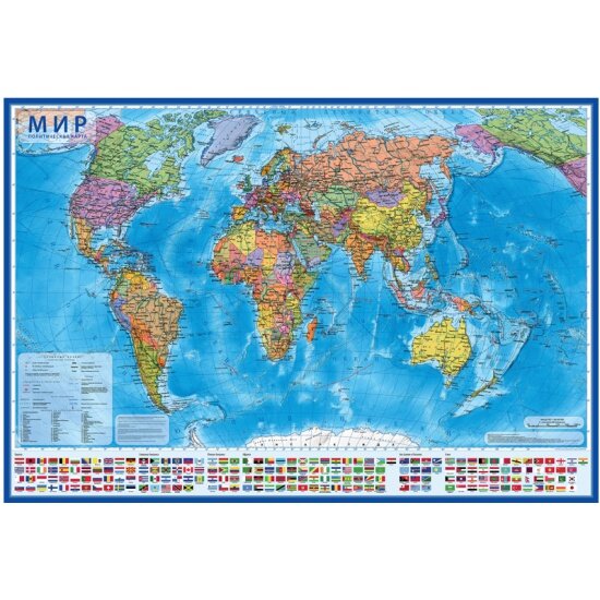 Карта GLOBEN "Мир" политическая, 1:28млн., 1170*800 мм, интерактивная, с ламинацией, в тубусе