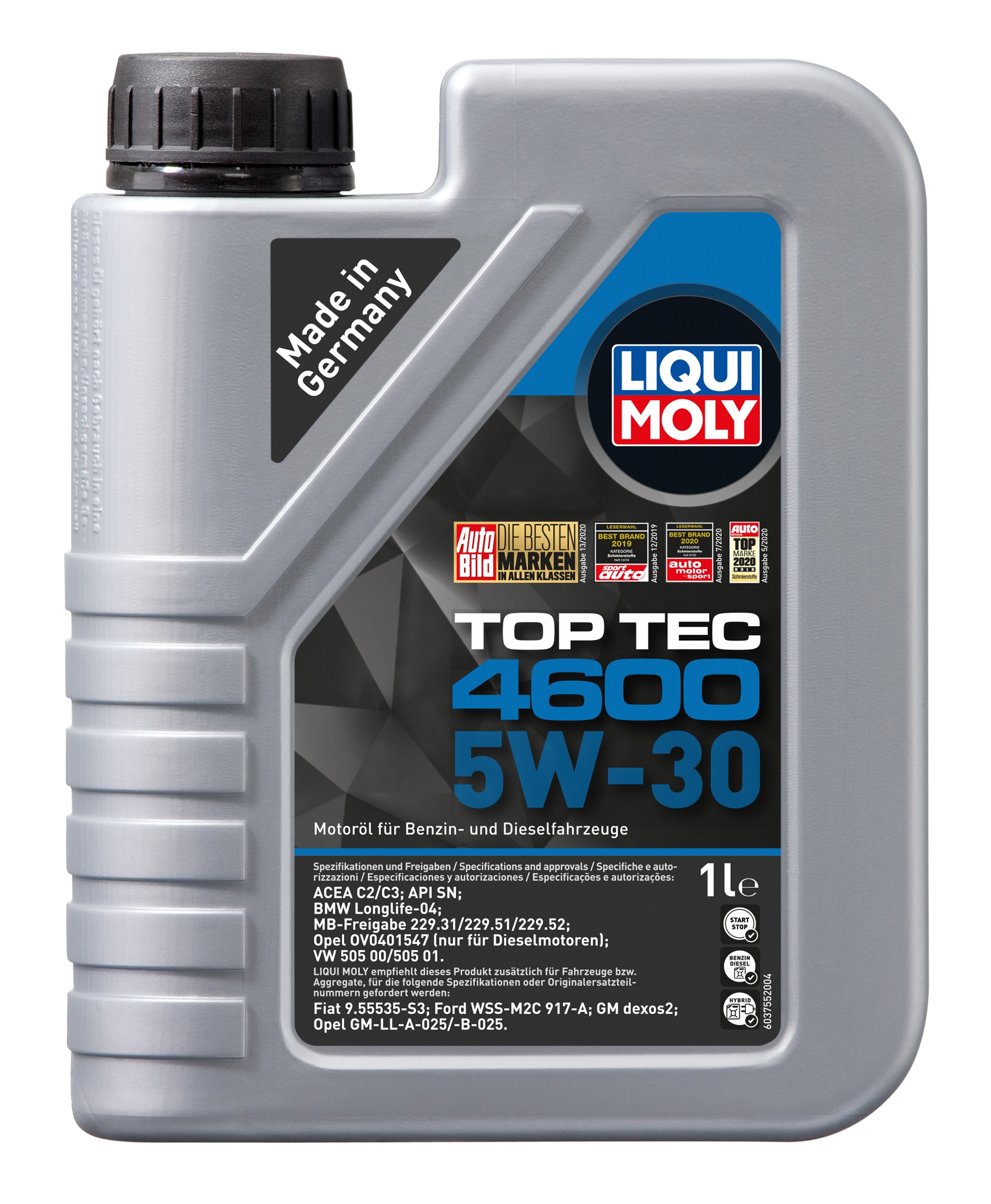 Моторное синтетическое масло LIQUI MOLY Top Tec 4600 5W-30, 1 л