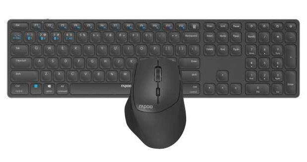 Комплект клавиатура+мышь Rapoo 9800M DARK GREY серый/серый (14523)