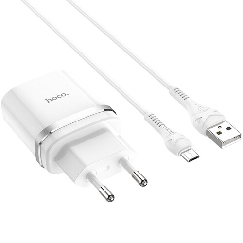 Сетевой адаптер питания Hoco C12Q Smart White зарядка QC3.0 18W USB-порт + кабель microUSB, белый