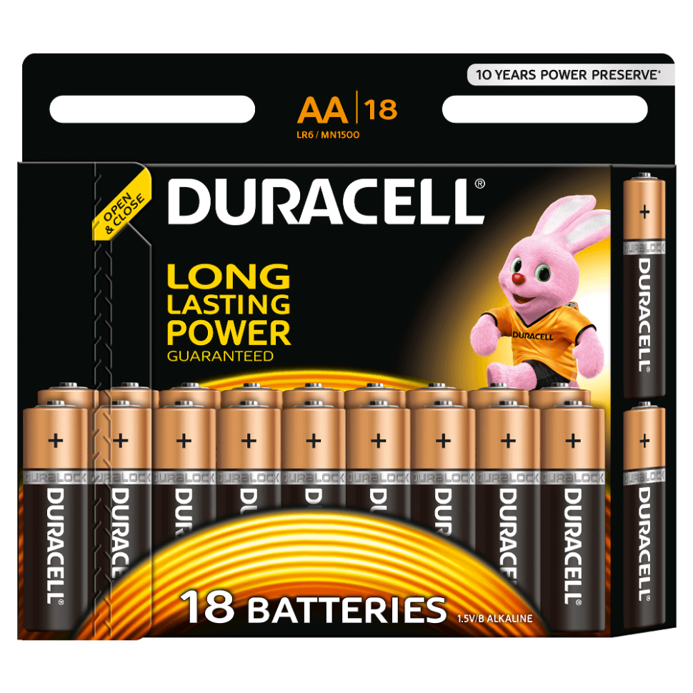 Батарейка DURACELL LR6 AA MN1500 BL18, упаковка 18 шт.