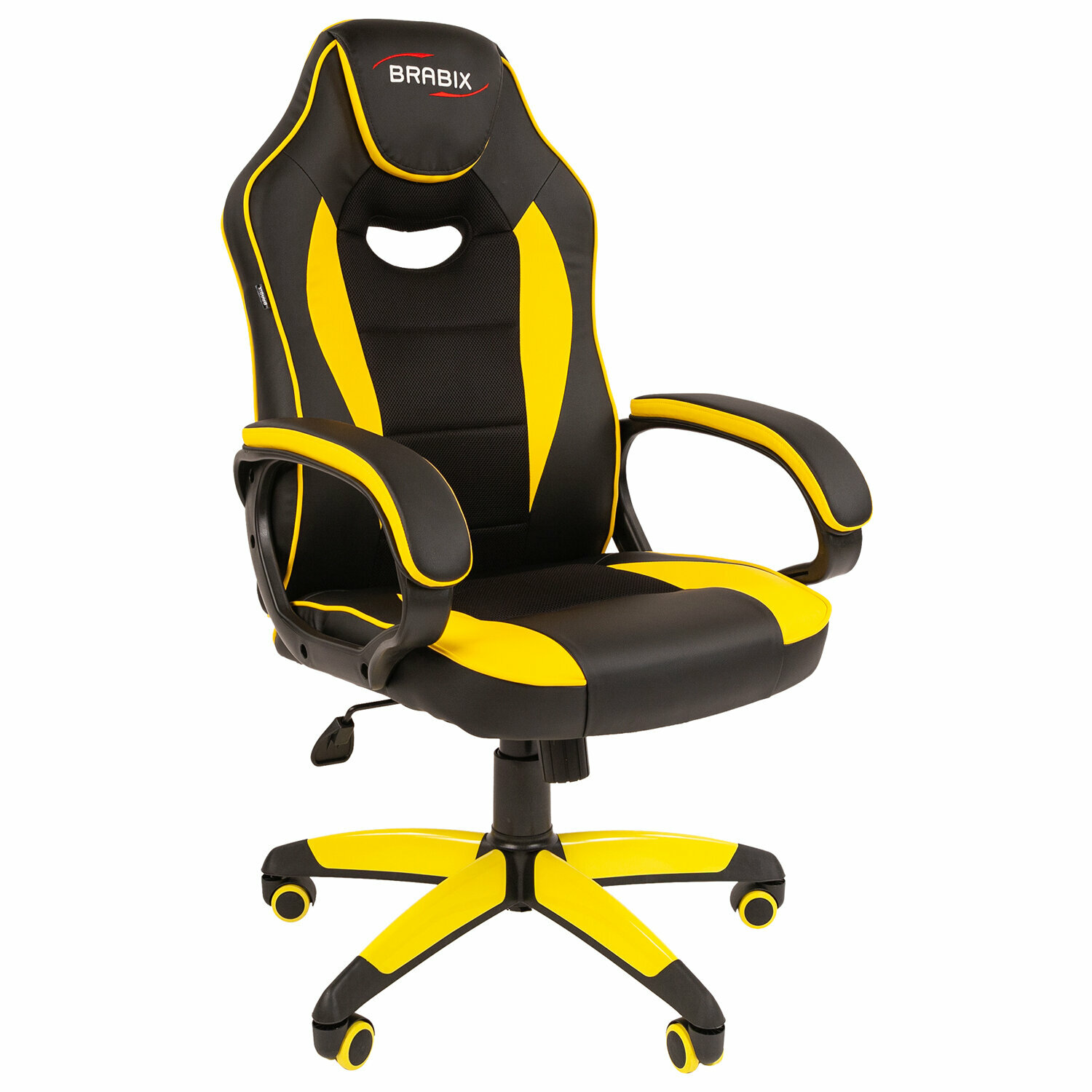 Кресло компьютерное BRABIX Blaze GM-162, TW/экокожа, черное/желтое (532579)