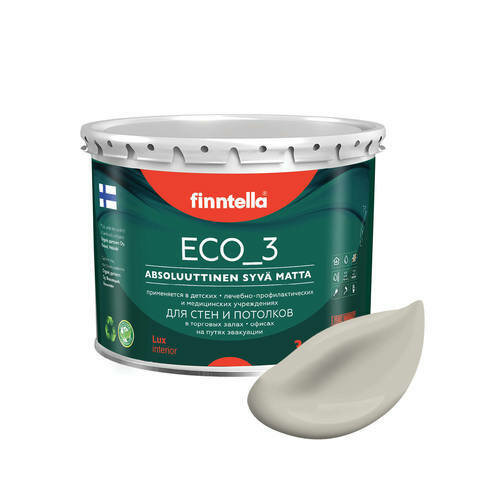 Краска интерьерная глубокоматовая ECO_3 wash and clean FINNTELLA моющаяся, цвет SANSA, 2,7л