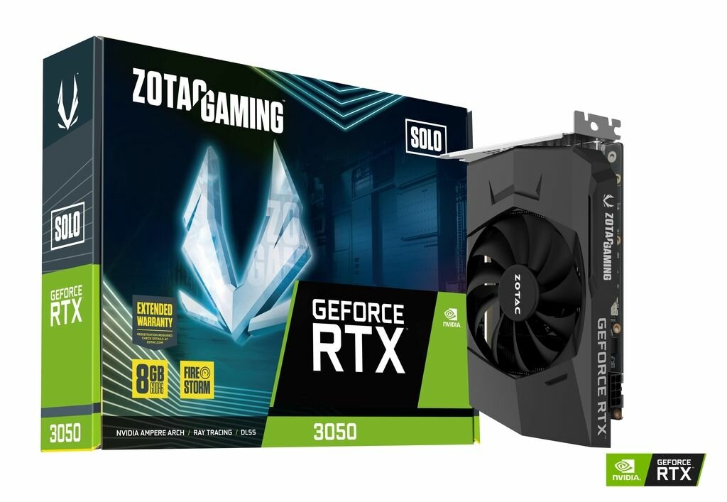 Видеокарта Zotac RTX3050 SOLO 8GB GDDR6 128-bit 1777/14000 HDCP 3xDP HDMI