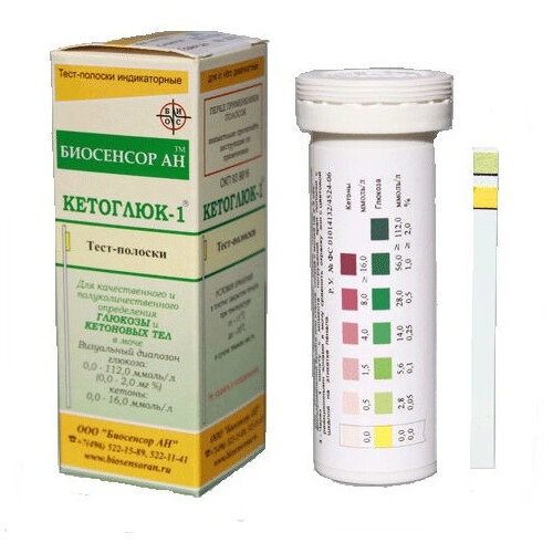 Тест Биосенсор АН Кетоглюк-1 для определения глюкозы и кетоновых тел в моче