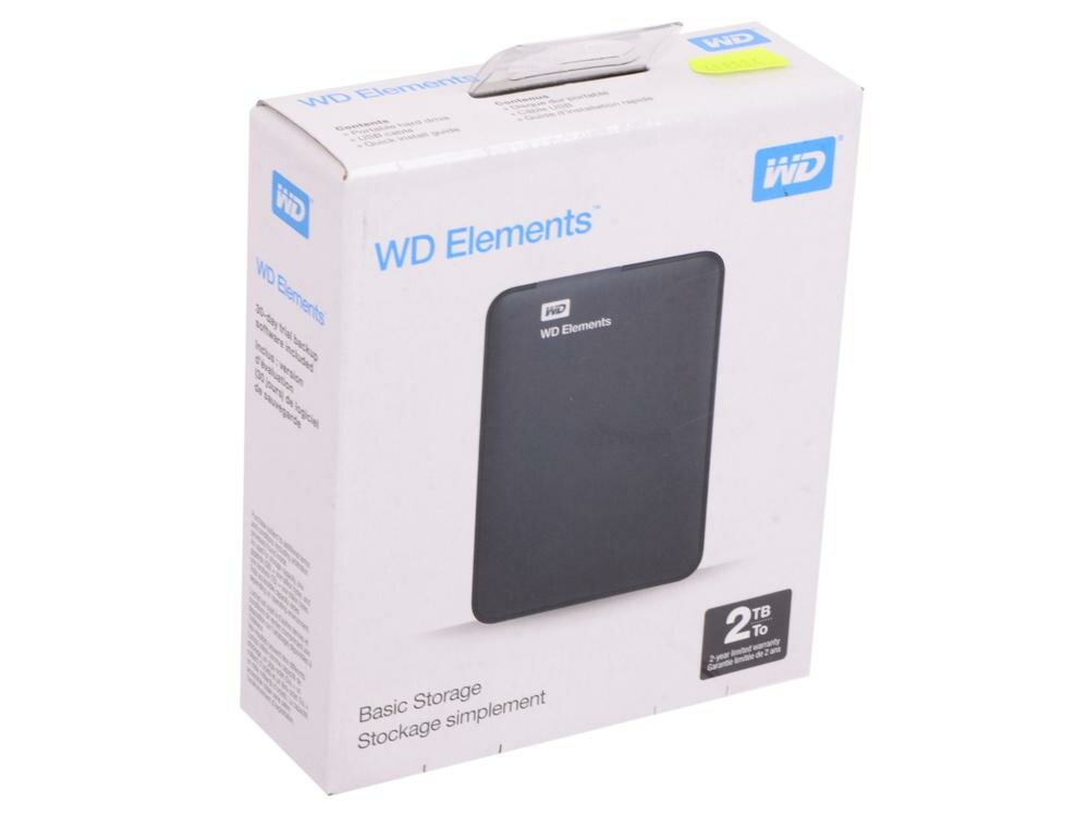 Внешний жесткий диск 2Tb WD Elements Portable WDBU6Y0020BBK-WESN (2.5", USB 3.0, Black)