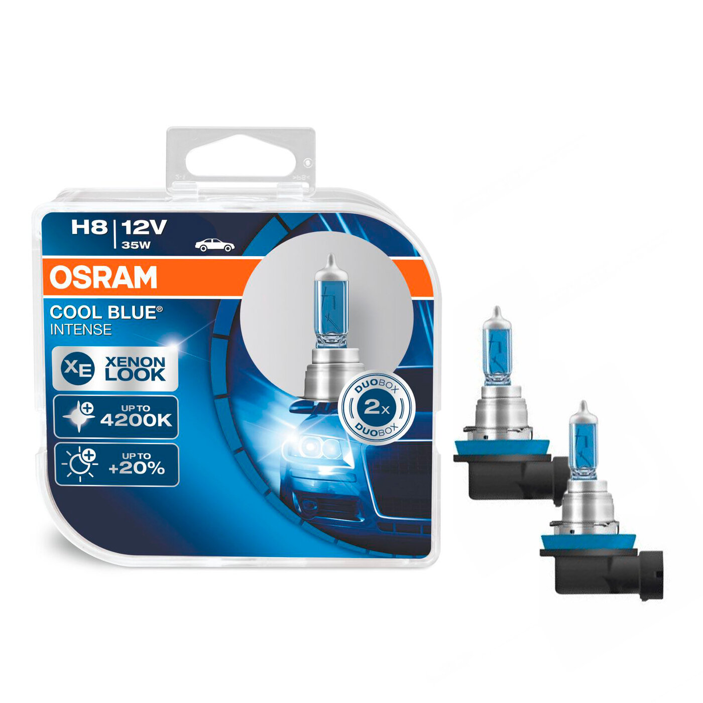 Лампа галогенная Osram Cool Blue Intense H8 12V 35W PGJ19-1, 2 шт. (бокс)