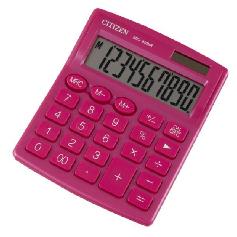 Калькулятор настольный компактный Citizen SDC810NRPKE 10-разрядный розовый SDC-810NRPKE 1196356