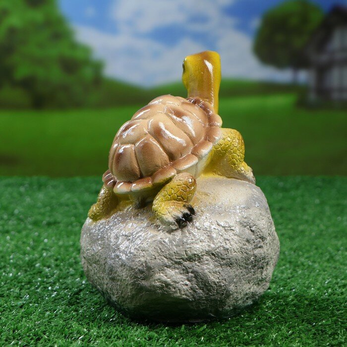 Садовая фигура "Черепаха на камне" 11,5х11,5х17см - фотография № 6