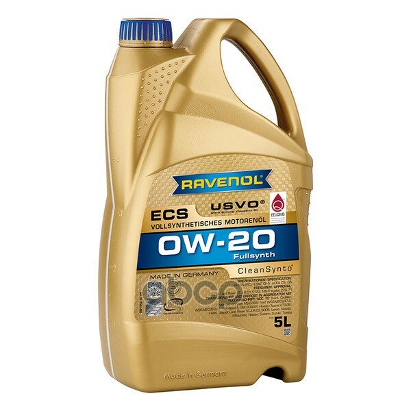 Ravenol Масло Моторное Ecs 0W-20 5Л (Синтетика+Пао)