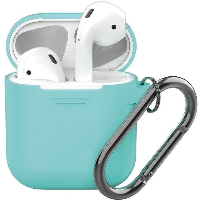 Чехол силиконовый Deppa для Apple AirPods 47011 карабин,мятный