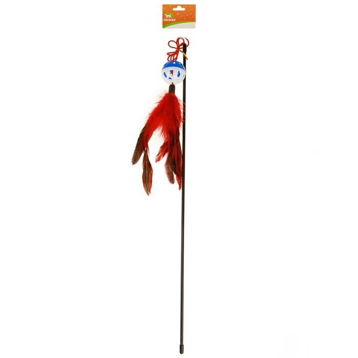Пижон Дразнилка-удочка с пластиковым шариком и перьями, микс цветов - фотография № 4