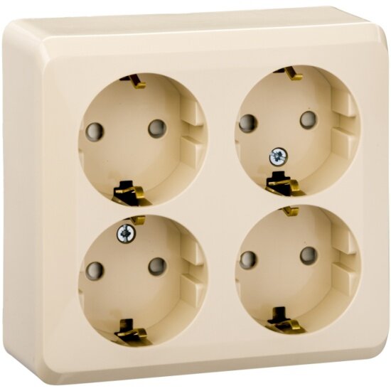 Розетка SCHNEIDER ELECTRIC этюд 4-ая с/з со шторками, кремовый, PA16-208K