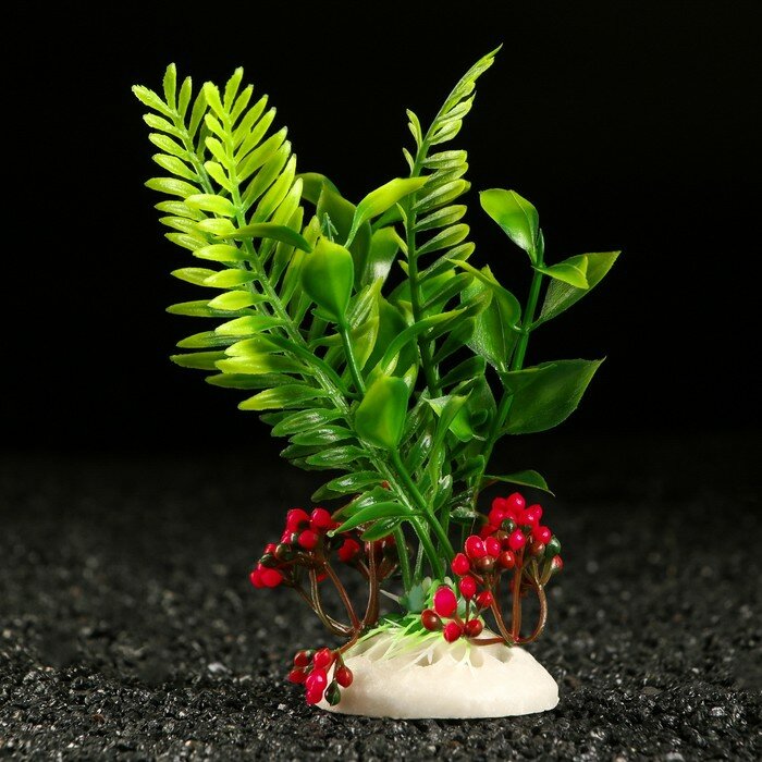 Растение аквариумное Пижон Аква искусственное, 18х9х14 см, красное - фотография № 1