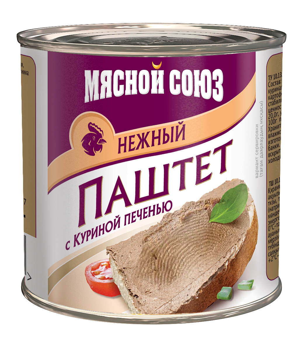 Паштет Мясной Союз Нежный из куриной печени, 240 г