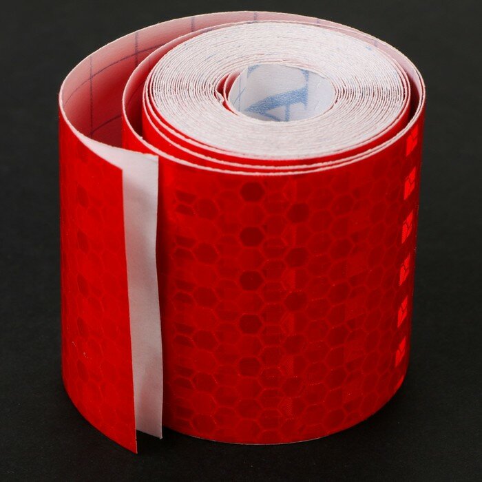 Светоотражающая лента TORSO, самоклеящаяся, красная, 5 см х 3 м - фотография № 1