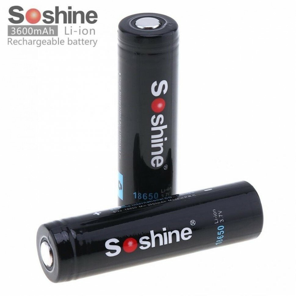 Аккумулятор Soshine 3600 mAh 3,7V, защищенный — фото 2