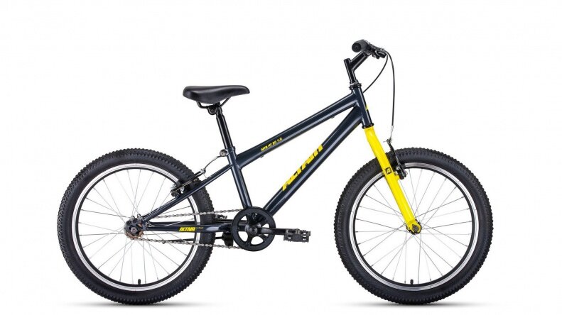 Велосипед горный FORWARD ALTAIR MTB HT 20 1.0, 1-ск, рама 10.5 темный/серый/желтый