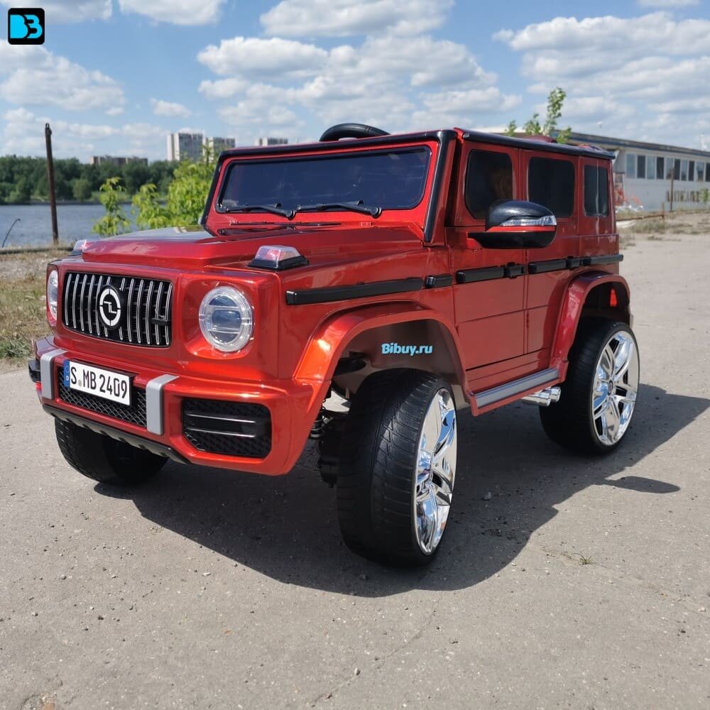 Детский электромобиль Mercedes Benz G63 (высокая дверь) Красный краска, полноприводный, с пультом