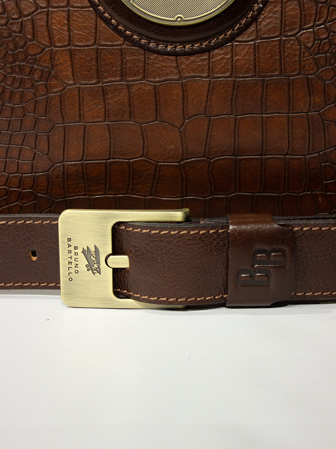 Дорожная сумка кожаная D-0021 Bruno Bartello коричневая - фотография № 14