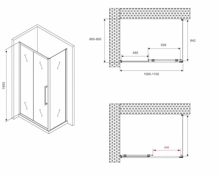 Душевой уголок Abber Schwarzer Diamant 110х90 AG30110H-S90 - фото №5