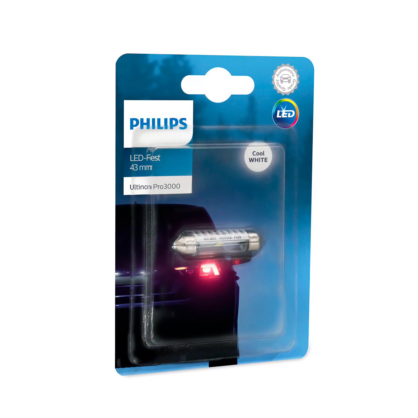 Лампа светодиодная Philips Ultinon Pro3000 SI C5W 12В 0,6 Вт SV8.5 43 мм., 1 шт. (блистер)