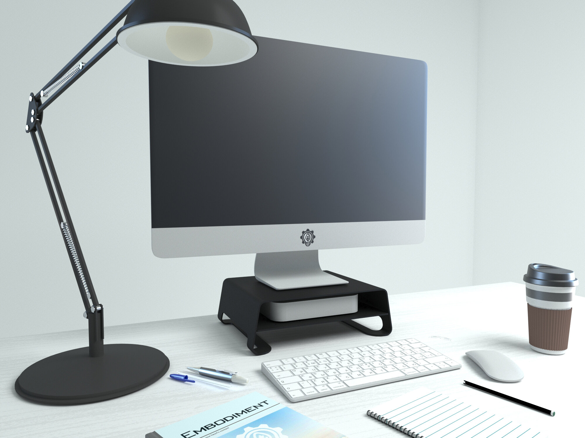 Подставка для мониторов и Mac, EMB-MS-FS-B, черная