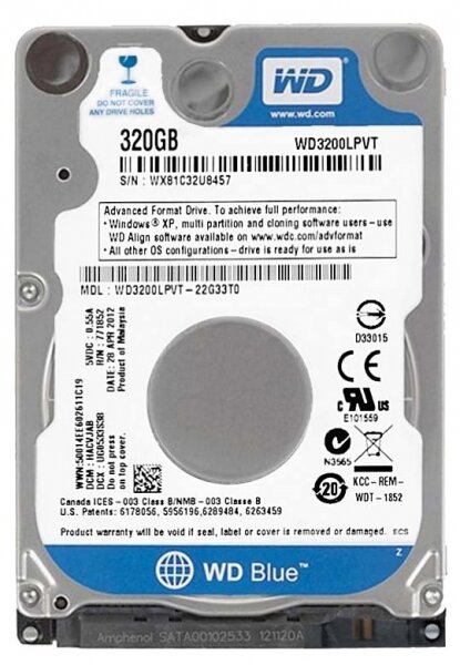 Жесткий диск Western Digital 320 ГБ WD Scorpio Blue 320 GB (WD3200LPVT)