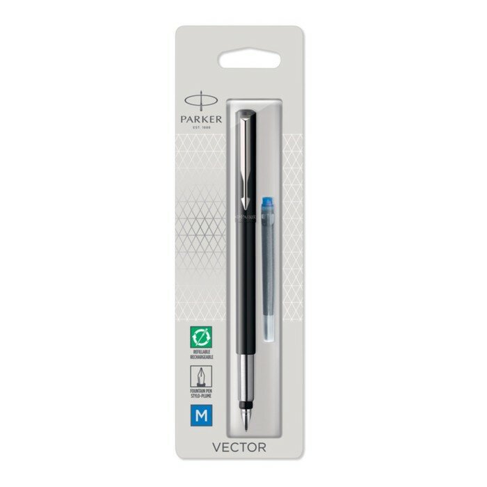 Ручка перьевая Parker VECTOR STANDARD BLACK CT, средняя 1.0мм, блистер S0881041