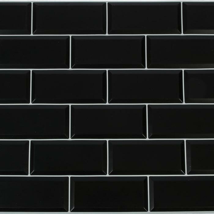 Панель ПВХ Блок чёрный, белый шов 966х484 - фотография № 2