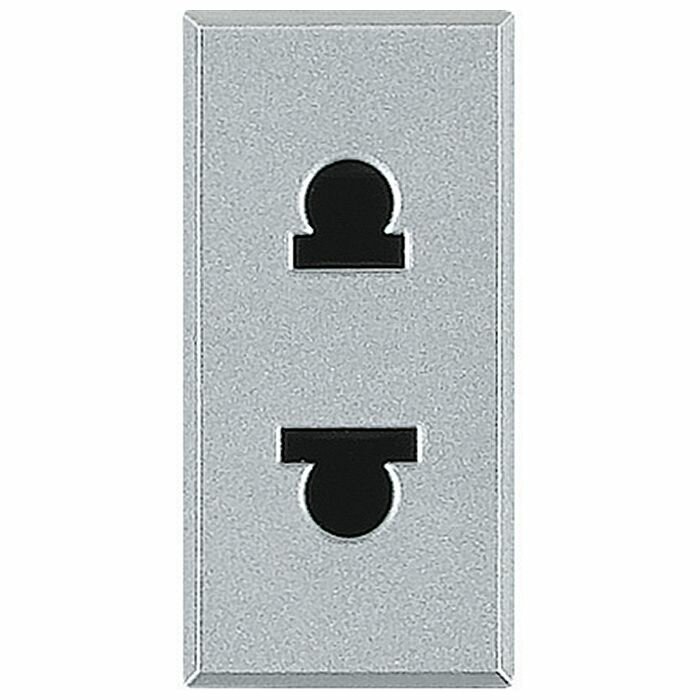 фото Розетка BTicino AXOLUTE, скрытый монтаж, со шторками, алюминий, HC4125